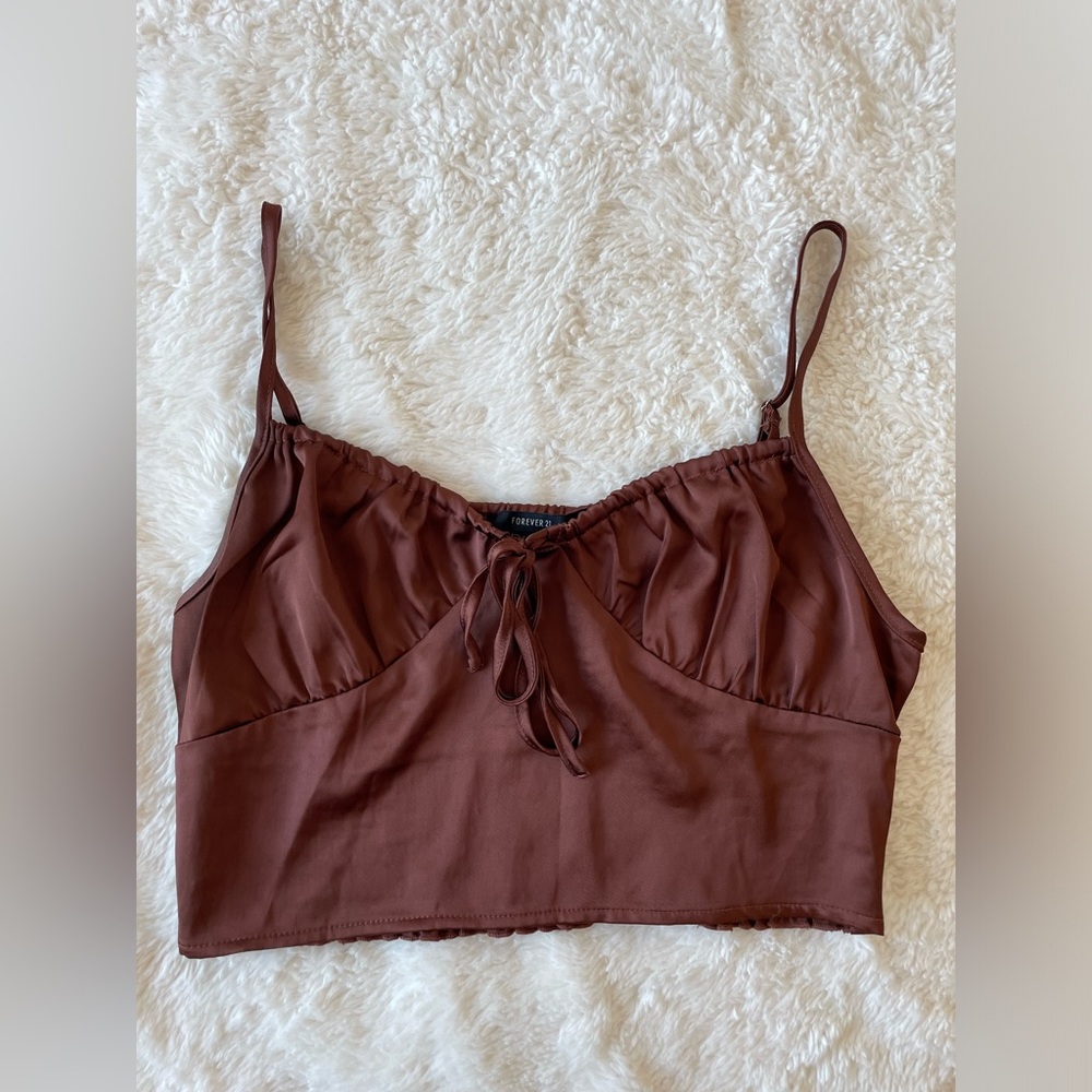 Forever 21 Brown Crop Tank Top Size Large